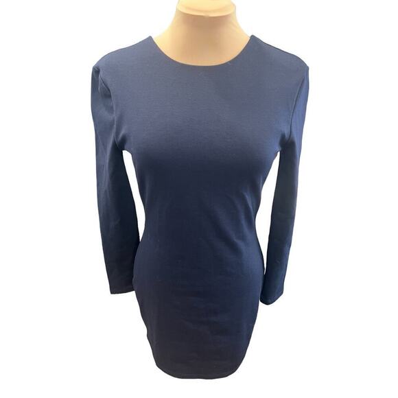 Bec & Bridge Long Sleeved Reversible Mini Dress Navy bodycon date night backless - Picture 2 of 11